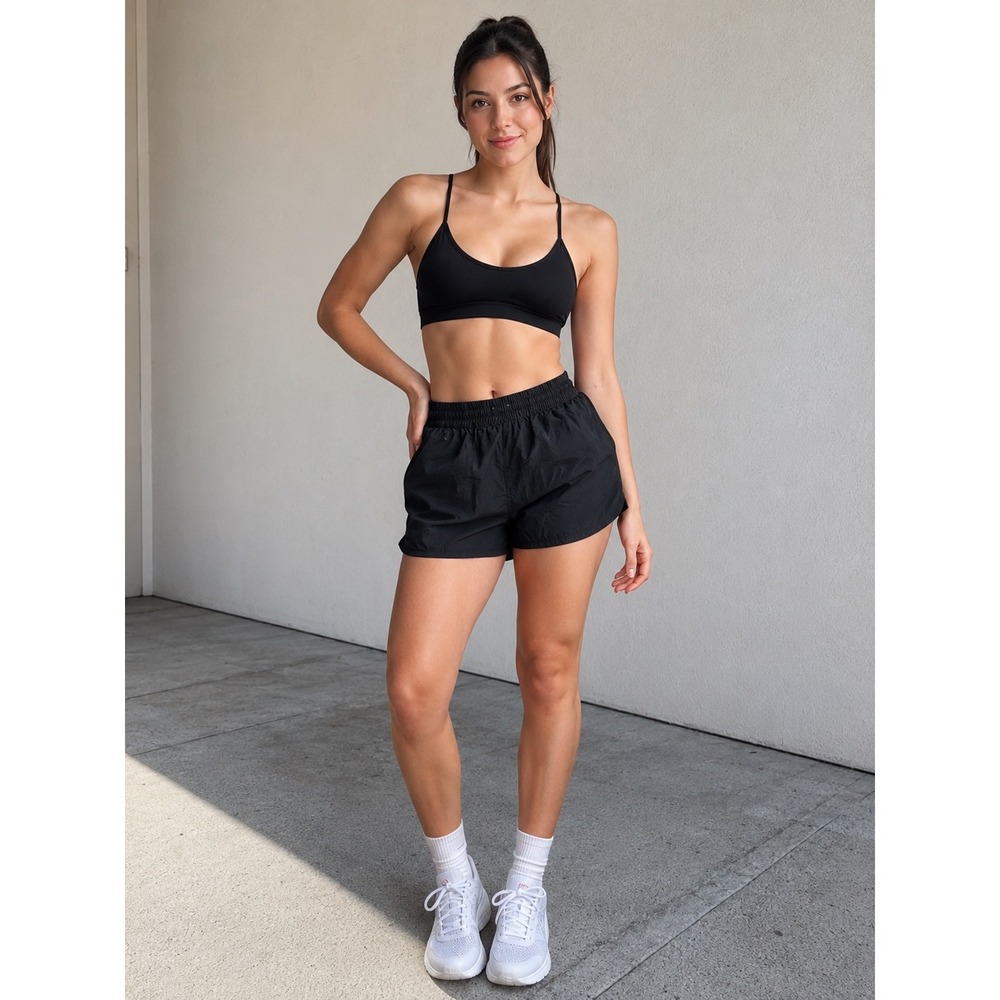 Columbia Womens Black‎ Nylon Athletic Running Shorts Elastic Waist Large